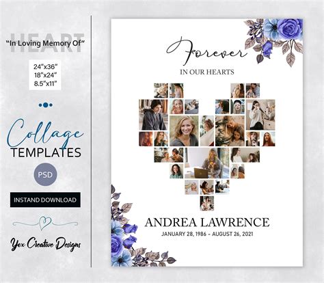 In Loving Memory of Photo Collage Templates in 24 X 36 & - Etsy India