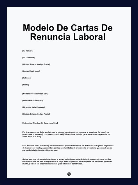 Modelo De Cartas De Renuncia Laboral
