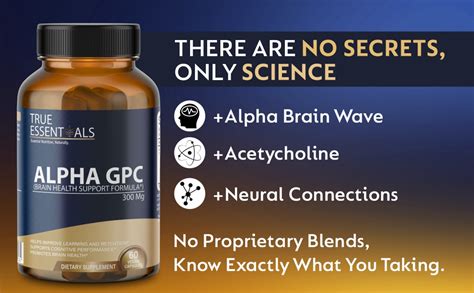 True Essential Alpha GPC 300mg 60 Capsules |Helps Improve Learning And ...