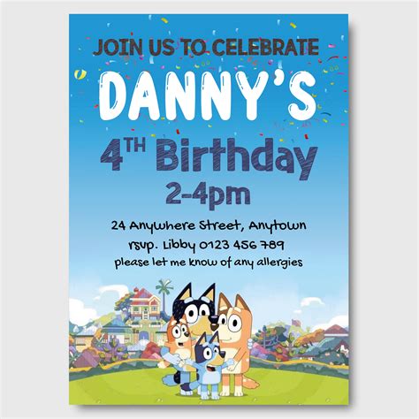 Printable Bluey Birthday Invitation - thestickersite.com