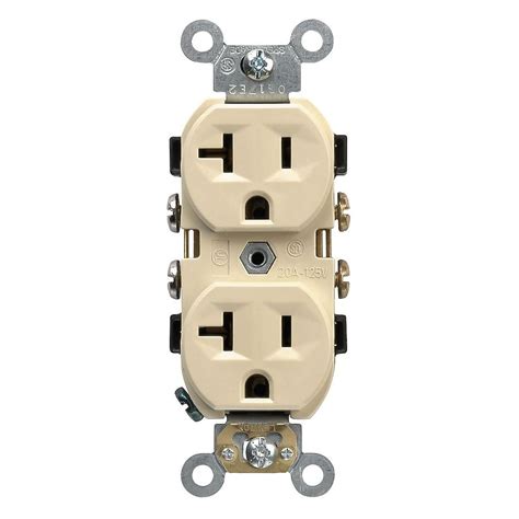 20.0 -Amp 125-volt Recessed Commercial Duplex Outlet , Ivory in the ...