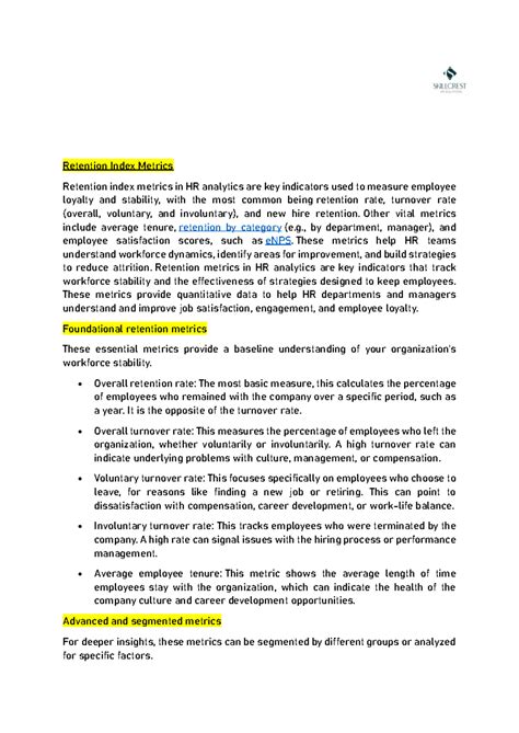 Unit 3 - Talent Metrics & Internal Mobility Indices: Retention Insights ...