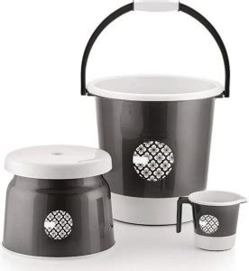 JAYMIL ENTERPRISE Plastic Jumbo Bucket, Stool & Mug Bathroom Set 3 pcs ...