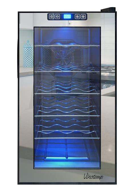 Vinotemp VT-18TSBM 18-Bottle Mirrored Thermoelectric Wine Cooler, Black ...
