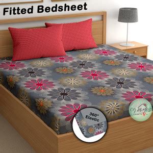 CG Homes Cotton Double Fitted (Elastic) 200 TC Floral Bedsheet - Buy CG ...