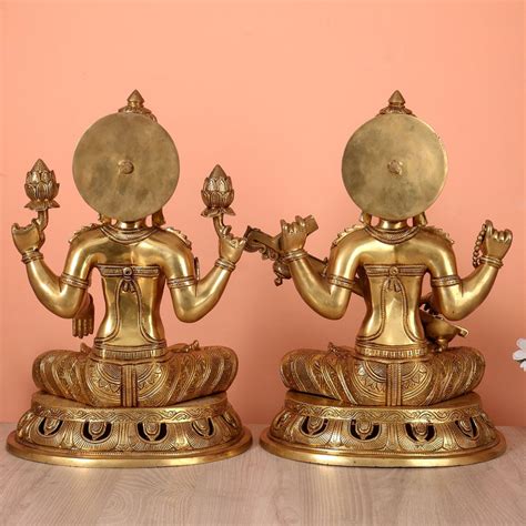 Brass Superfine Lakshmi & Saraswati Idols 17.5 inch large – Budhshiv.com