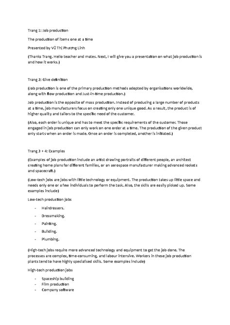 Job production is the opposite of mass production - Trang 1: Job ...