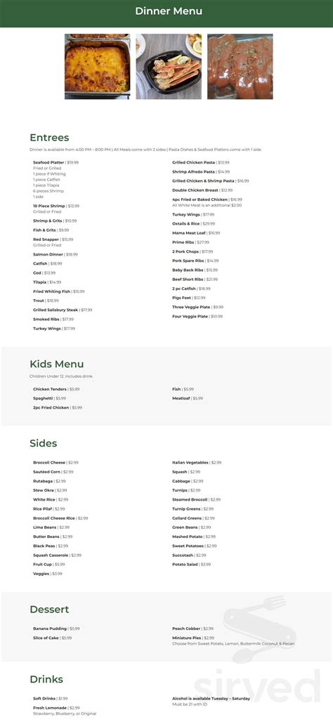 Collard Green Cafe Menu - Tucker, Georgia | Sirved