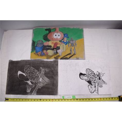 RAY signed pastel drawings