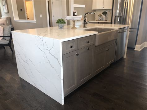Waterfall Island Kitchen Quartz at David Quin blog