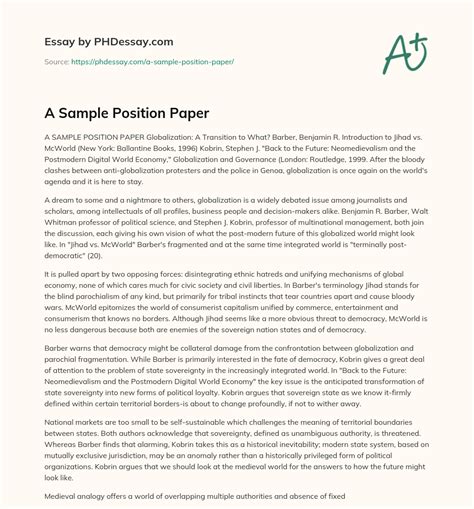 Image result for Sample Position Paper Essay Example