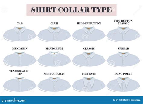 Shirt Collar Types, Shapes and Forms Collection Set Stock Vector ...