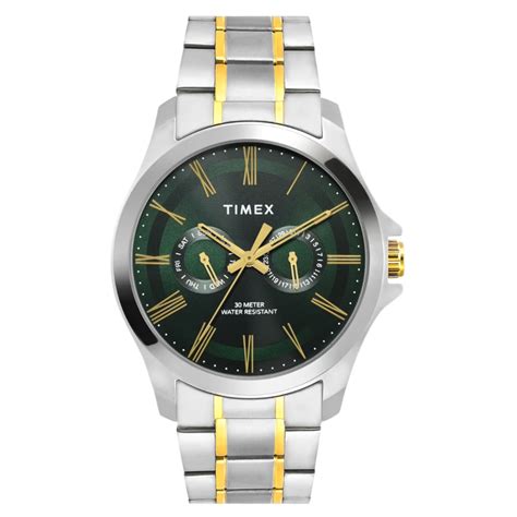 Shop Timex Green Round Brass Dial Watch For Men Online | Krishna Watch ...