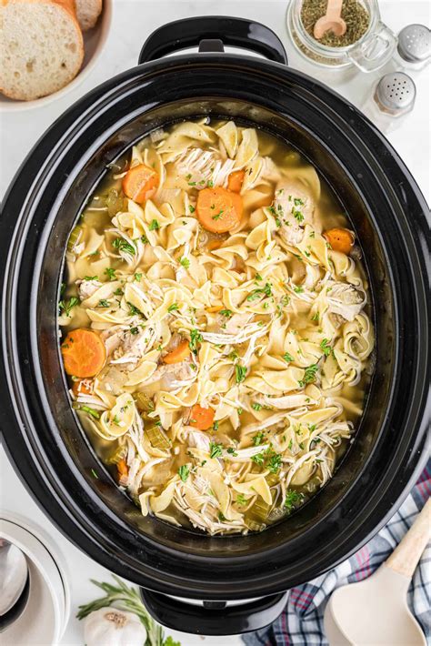 Easy Homemade Crockpot Chicken Noodle Soup Recipe | Chicken soup ...