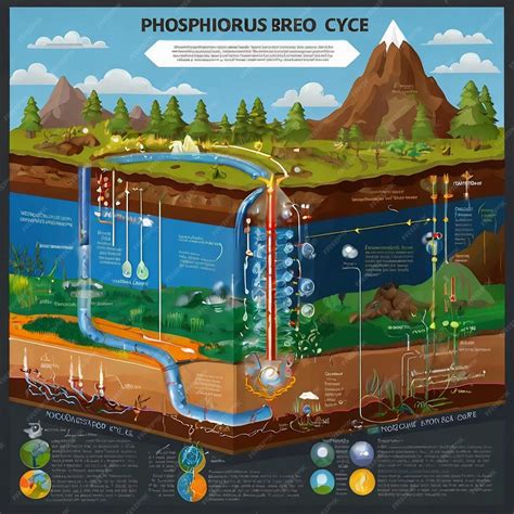 Phosphorus cycle biogeochemical cycle education chart diagram with ...
