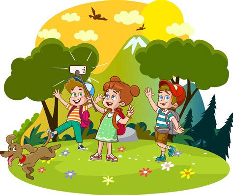 vector illustration of cute kids hiking 21613185 Vector Art at Vecteezy