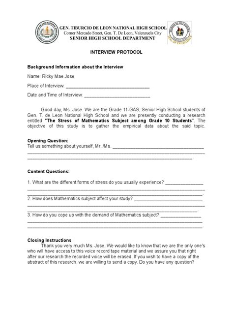 Image result for Interview Protocol Example