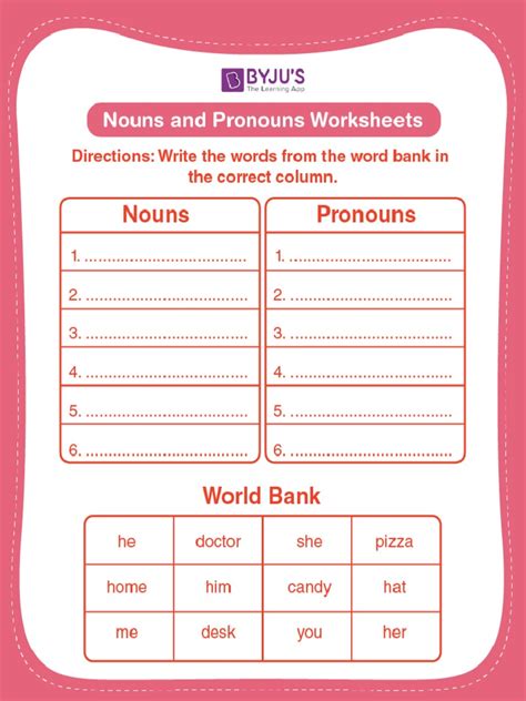 Nouns and Pronouns Worksheets 01 | PDF