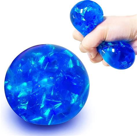 Amazon.com: Blue Squishy Glitter Stress Balls for Kids and Adults ...