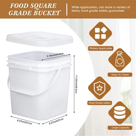 Mumufy 5 Pcs 3.5 Gallon Square Food Grade Bucket Square Bucket with Lid ...