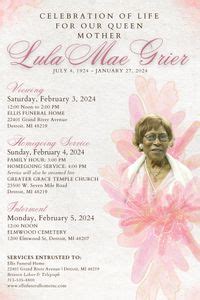 Mrs. Lula Mae Grier Obituary in Detroit at Ellis Funeral Home | Obit