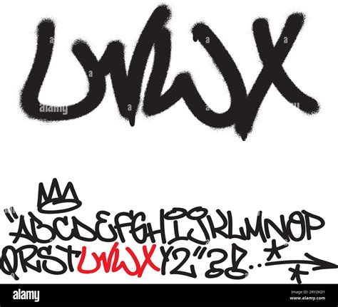 Spray graffiti tagging font. Letters ''U'', ''V'', ''W'', ''X''. Part 6 Stock Vector Image &amp; Art ...