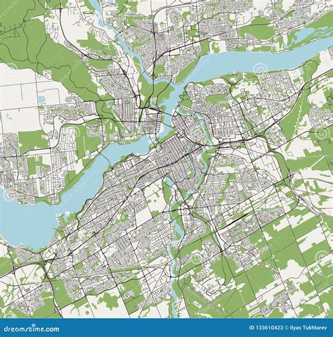 Map of the City of Ottawa, Ontario, Canada Stock Illustration - Illustration of downtown ...