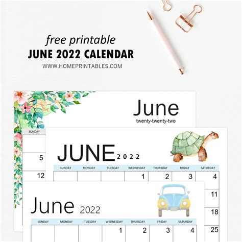 Printable June 2022 Calendar for Free Download!