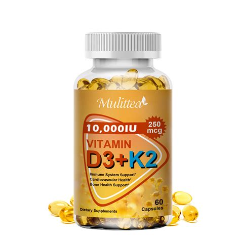 Mulittea Vitamin D3 K2 Capsules, 10000 IU Vitamin D3 with India | Ubuy