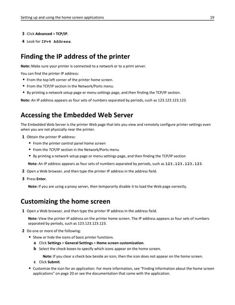 Finding the IP address of the printer | Lexmark 22ZT157, 415, CX410