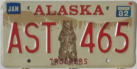 Alaska State Troopers plate for 1982.