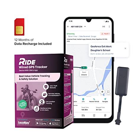LocoNav Ride - Hidden Wired GPS Tracker for Bike, Car, Truck, Bus, EV ...