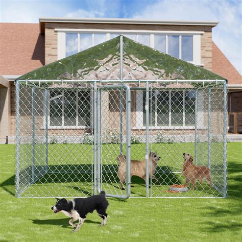 Amazon.com: Decomax 10 FT Large Outdoor Dog Kennel with Roof Heavy Duty ...