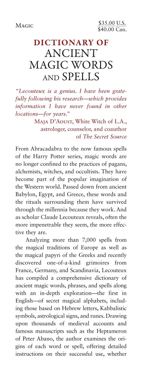 Dictionary of Ancient Magic Words and Spells | Book by Claude Lecouteux ...