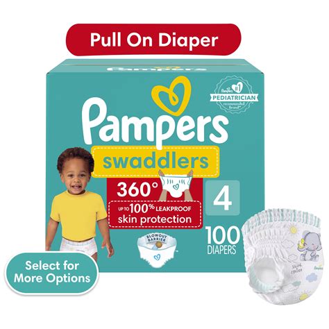 Pampers Swaddlers 360 Pull-On Baby Diapers Size 4, 100 Count (Select ...