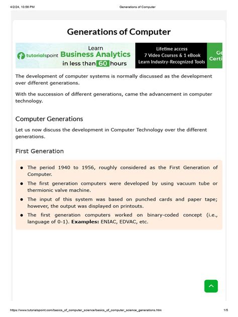 Image result for Computer Generations PDF Table Form