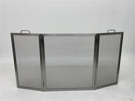 Brushed Stainless Tri-Fold Fireplace Screen For Sale at 1stDibs | tri ...
