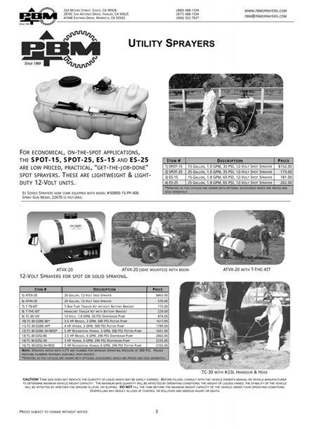 UTILITY SPRAYERS - PBM Supply & Mfg.