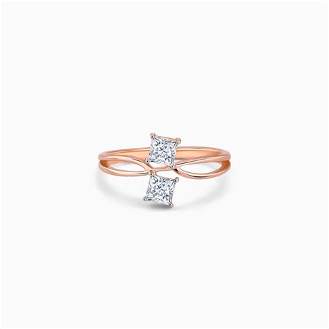 Rose Gold Dyad Solitaire Diamond Ring – Heer by GIVA