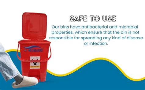 MEDIGUARD Bio Medical Waste Plastic Pedal Dustbin 16 Liter Set of 4 ...