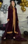 Burgundy Kashmir Tilla Embroidered Kurta Set With Dupatta – Talking Threads