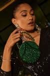Buy Green Crystals Flat Round Embellished Bag by Bag Head Online at Aza ...
