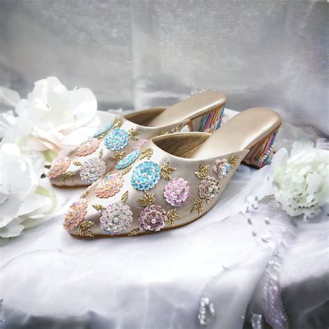 Gold Indian bridal women embroidered heel – Shrivas by Archita Mehta