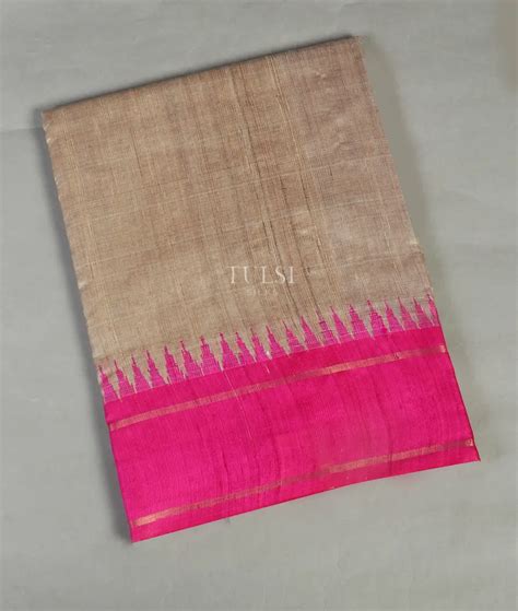 Buy Beige woven Tussar Saree T475388