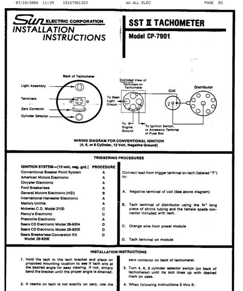 Understanding the Wiring Diagram for a Sunpro Tachometer