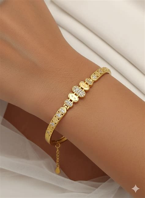 Micro Gold Plated AD Diamond Studded Fancy Designer Adjustable Bracele ...