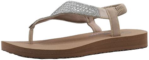Buy Skechers Women's Meditation-Rock Crown Flat Sandal, Natural, 11 at ...