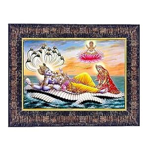 Hawai Lord Vishnu Lakshmi Bramha Religious Wooden Wall Hanging Photo ...