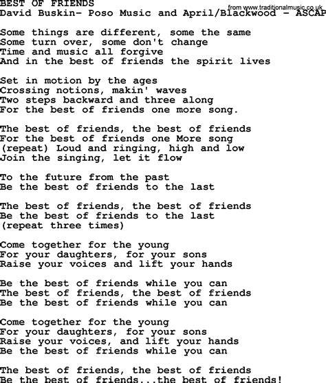 Peter, Paul and Mary song: Best Of Friends, lyrics