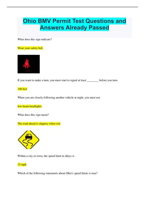 Ohio Permit Tests Bundled Exams Questions and Answers Multiple Versions ...